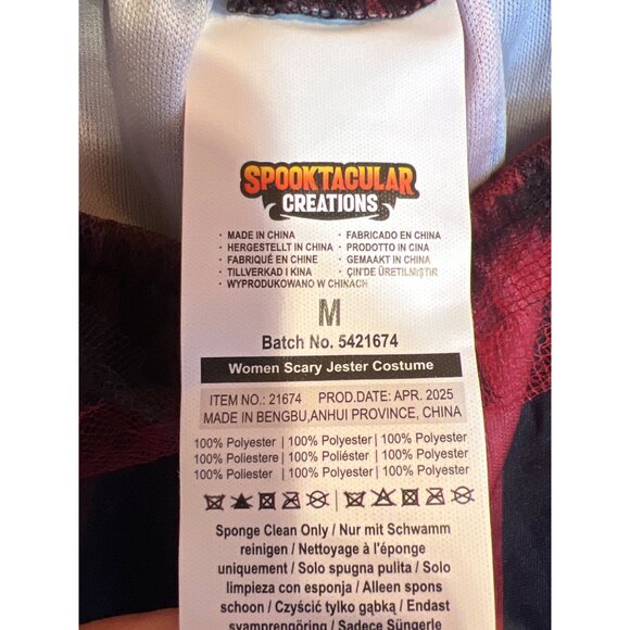 Spooktacular Creations Womens Scary Jester Halloween Costume M Red Black - Picture 5 of 9